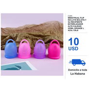 Copa menstrual Flip incluye bolsita y su recipiente esterilizador alta calidad 200ml Grande L Azul cele - Img 58472655