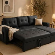 Sofá cama de 3 plazas negro - Img 55134405