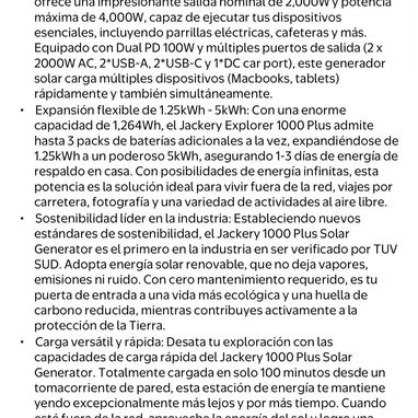 Jackery Explorer 1000 Plus Estación de Energía Portátil, Generador Solar de 1264Wh - 6/8