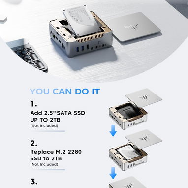 Mini PC KAMRUI GK3Plus – Intel Alder Lake N95 (hasta 3.4 GHz), 16GB RAM DDR4 + 512GB SSD, 4K - Img 123375950