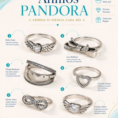 Anillos !!!REBAJA¡¡¡ antes 25, ahora 20. copia 1x1 Pandora plata 925 - 6/6
