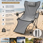Silla Plegable Reclinable para Playa y Camping con Reposapiés (CV) - Img 55930523