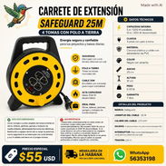 CARRETE DE EXTENSIÓN SAFEGUARD DE 25M CON 4 TOMAS - Img 57216045
