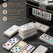 Dominó de marca # a color, material de nácar+ caja metálica - Img 55728592