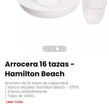 Arrocera 16 tazas - Hamilton Beach. Arrocera de 16 tazas de capacidad. - Img 114142928
