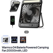 Warmco D4 Bateria Powered Camping Fan 20000mAh, LED - Img 56949286