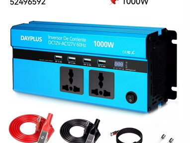 Inversor de corriente 1000W con encendedor 2 toma corrientes y 4 salida USB    127V   52496592 - Img main-image