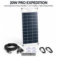Panel solar portable de 20w - USB Tipo A  + cable multipuertos - Img 58083502