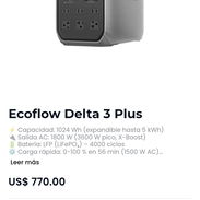 Ecoflow Delta 3 Plus ⚡ Capacidad: 1024 Wh (expandible hasta 5 kWh) 🔌 Salida AC: 1800 W (3600 W pico, X-Boost) 🔋 - Img 57542631