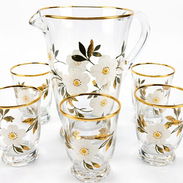 Juego de vasos con jarra TRANSPARENTE CON DORADO. D.J.M. Micro 9 - Img 58039107