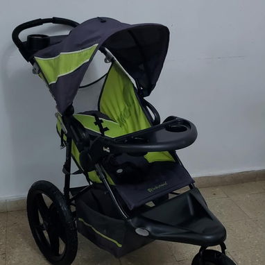 Coche de 3 ruedas gris y verde - 3/4