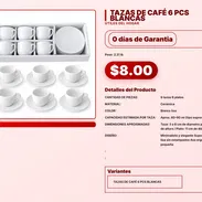 TAZAS DE CAFÉ 6 PCS BLANCAS . - Img 57567983