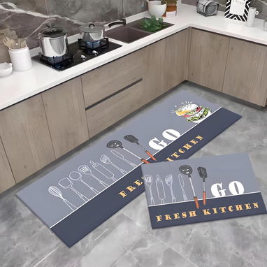 🛑🍳 ALFOMBRA ANTIDESLIZANTE PARA COCINA – SET DE 2 PIEZAS, FRASES POSITIVAS – 15 USD - Img 124690353