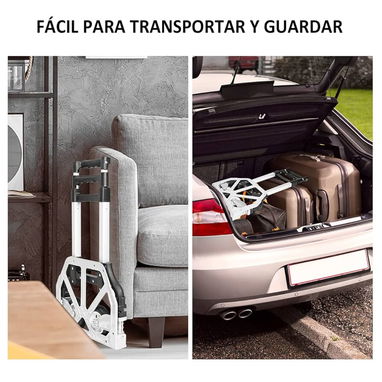 Carretilla de Mano portátil Plegable y Extensible con Ruedas- Carro de Transporte Aluminio Ligero- - Img 101054101