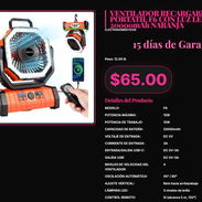 Ventilador recargable F6 20000mAh ajuste vertical, Ventilador F6 naranja 4 velocidades y control remoto . - Img 57355048