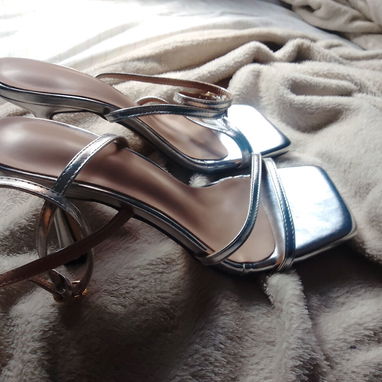 Tacones plataformas platinadas #37,36 - 2/4