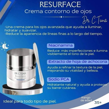 Crema contorno de ojos RESURFACE 15ml Ácido Hialurónico, Extracto de Algas y Péptidos - 2/2