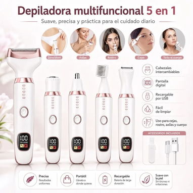 DEPILADORA RASURADORA CORPORAL 5 EN 1 - 10/10