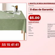 MANTEL DE MESA IMAPERMIABLE 90 X 90 CM VPT-0186 - Img 56216155
