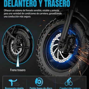 $480 Bicicleta Eléctrica Plegable 750W Pico, 20 MPH, 50km , Batería 48V 10Ah Extraíble - 8/8
