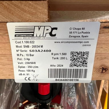 COMPRESOR DE AIRE MPC 200Lt 3HP 220volt 60hz - Img 117794010
