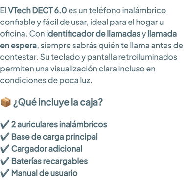 Teléfono inalámbrico VTech DECT 6.0 con Identificador de llamadas - 2 auriculares 🌐 - Img 127609242