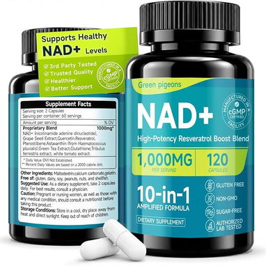 NAD+ Complejo 10 en 1 1000mg (Green Pigeons · 120 cápsulas) - 7/9