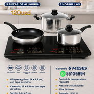 Combo Cocina Inducción Doble + Juego de Calderos de 5 Piezas - Img 57619648