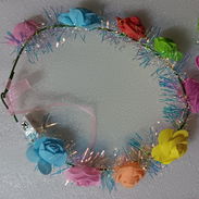 Tiara lunínica con flores y flequillos Conjunto d CONEJITA (Cintillo-Orejas, lazo y cola) Carritos (varios) d colección - Img 54671039
