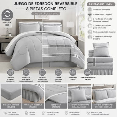 Juego de Edredón Reversible de 8 Piezas - Img 123627543