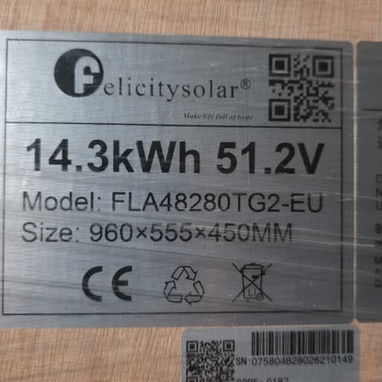 Bateria para kit fotovoltáicos marca Felicity Solar de 14.3kWh 51.2V - 2/2