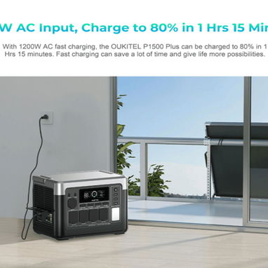 Estación de Energía Portátil OUKITEL P1500PLUS -  1536Wh, 1800W - Pico 3600W, Carga Rápida y Batería LiFePO4 🔶 $800 - 3/5