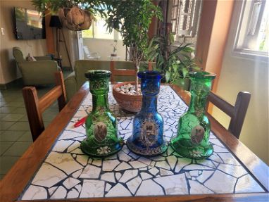 Vendo 3 jarras de narguille de vidrio verde y azul - Img main-image
