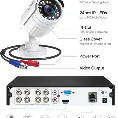 ZOSI H.265+ Full 1080p Sistema de cámara de seguridad para el hogar exterior e interior - Img 123203240