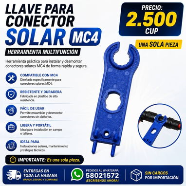 CONECTORES PARA ECOFLOW Y PANELES SOLARES.  LLAVE PARA MC4 - 6/6