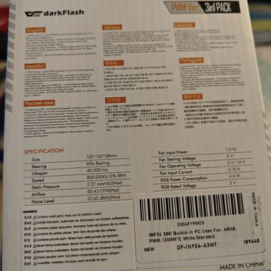 Fanes RGB darkFlash diseño infinito pack de 3 blancos nuevos en caja - Img 123327308