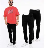 Pantalón negro de mezclilla elastizado de hombre - Img 50814467