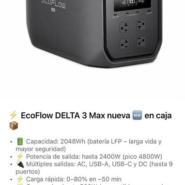 ECOFLOW DELTA 3 Max, Estación de energía portátil, 2048 Wh - Img 124796977