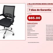 SILLA DE OFICINA NEGRA CON RUEDAS . - Img 57103890