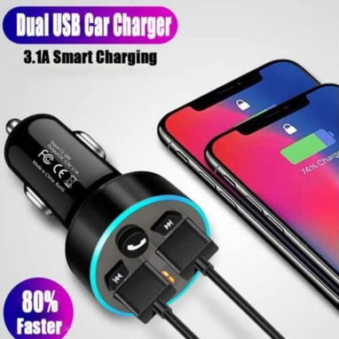 🚗 Cargador Bluetooth 5.0 para Auto 🔊 FM Transmisor Dual USB ⚡ Carga Rápida y Música HD - Img 121228270