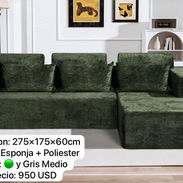 Sofá con diseño moderno de poliéster sin hueso (color verde oscuro) - Img 58467173