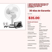 Ventilador de Mesa Nextek Recargable 12" con Carga USB para Equipos VPT#-0338 - Img 55438376