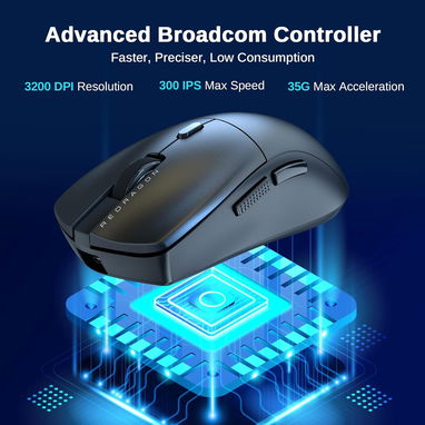 ✔️Mouse gamer Redragon inalámbrico, 3 modos,ligero, botones programables completos, software de 12000 DPI mouse gami - Img 123398651