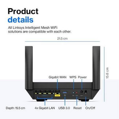 Router Linksys AX2200 de Doble Banda Tecnología Wi-Fi 6 /USB 3.0 - Img 124157418