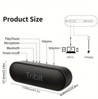 Bocina portátil pequeña y potente , mucha durabilidad d batería y resistente al agua. Tribit XSound Go - Img 95615214