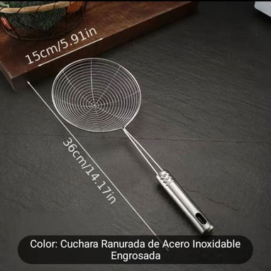 Escurridor de aceite, espumadera de acero inoxidable - 2/2