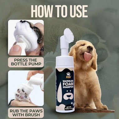 Champú en seco,5.07fl oz, fragancia de coco, champú sin agua sin aclarado, limpiador de patas de espuma con cepillo de s - Img 111371776