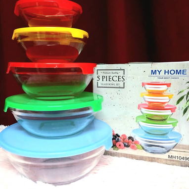 🔮Set de bowls  con diseño de cristal. Compuesto por 5 recipientes de diferentes tamaños - Img 107030305