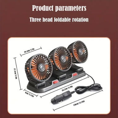 Ventilador USB para Auto de Tres Cabezas (USB) - Img 122730703