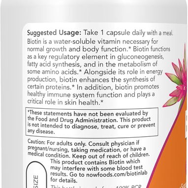 Biotina 5000mcg (NOW Foods · 120 cápsulas) - 2/6